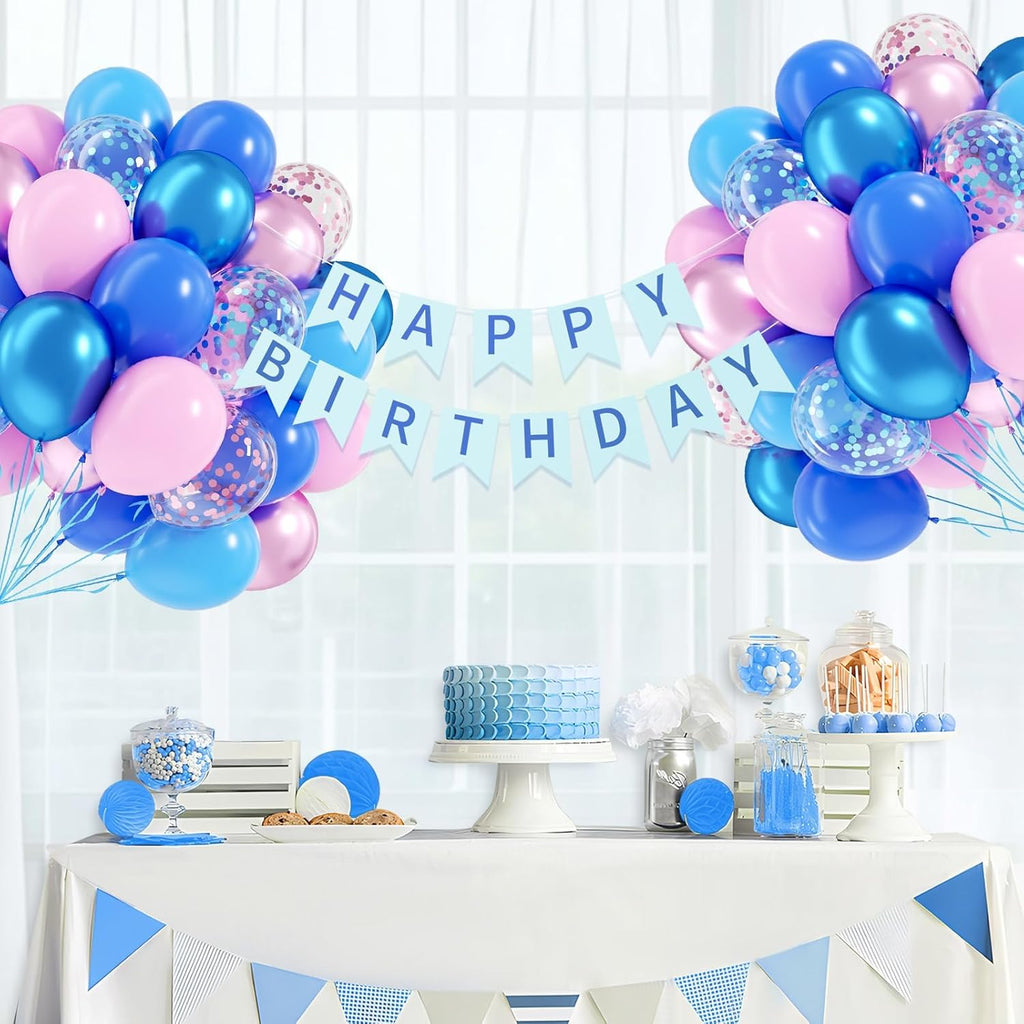 Skiennix 60pcs Pink & Blue Balloons - 12-Inch Metallic Confetti for Gender Reveal & Baby Shower Decor
