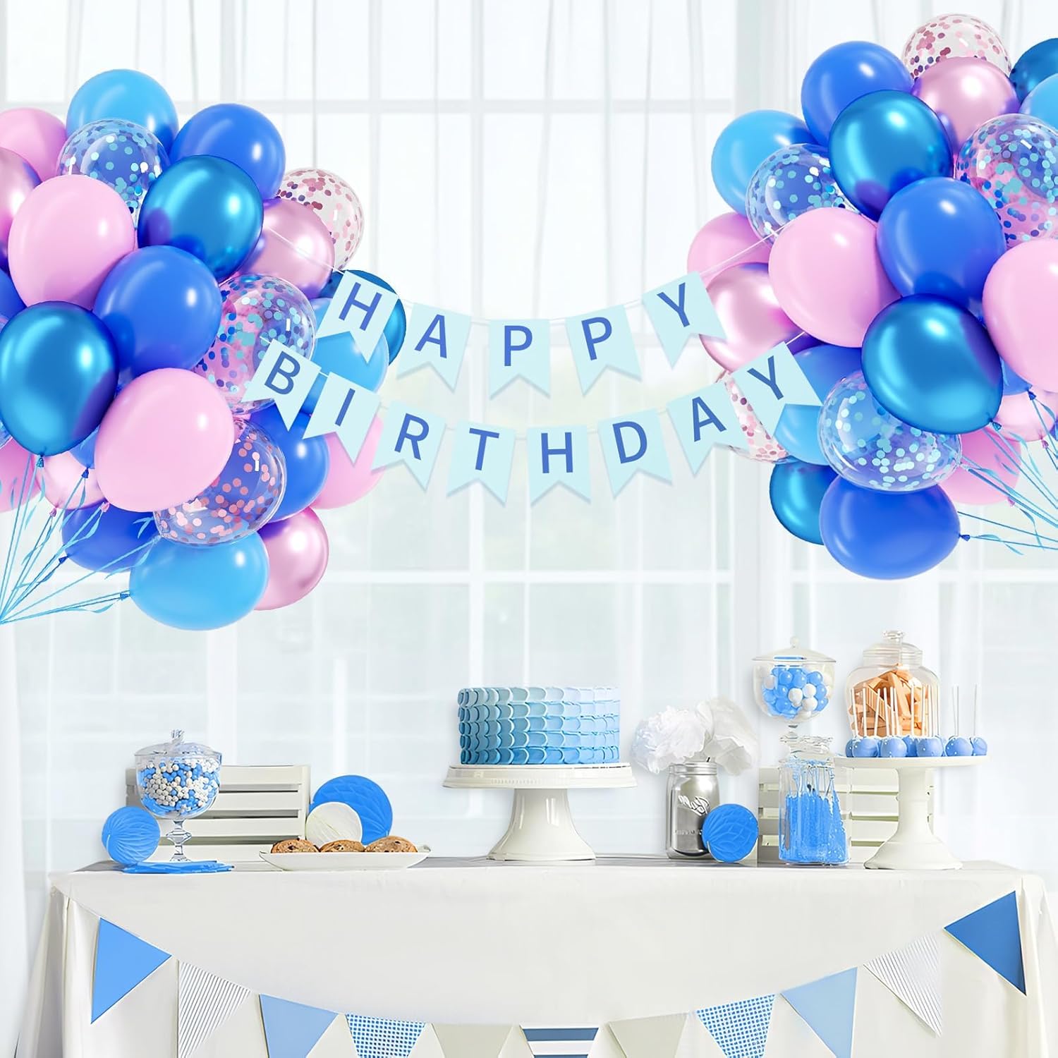 Skiennix 60pcs Pink & Blue Balloons - 12-Inch Metallic Confetti for Gender Reveal & Baby Shower Decor