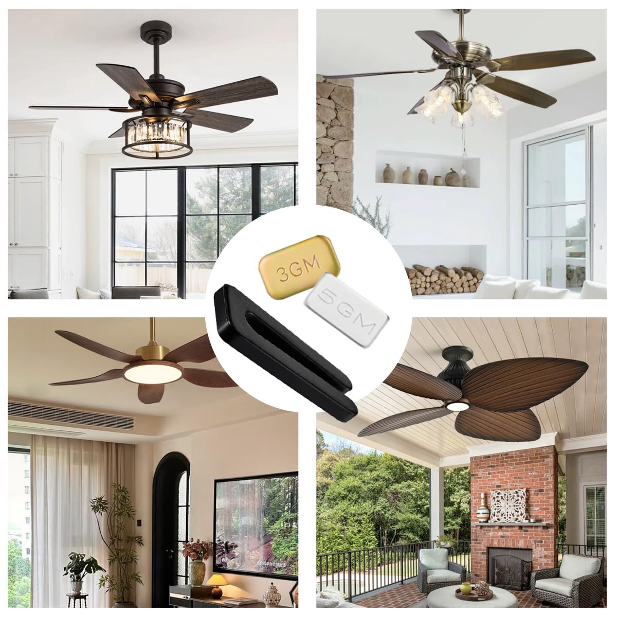 Ceiling Fan Balancing Kit -8 Sets with Self-Adhesive 3g of 5g Weights and Clips - Stop Wobbling, Easy Installation, Universal Fit for Most Fans