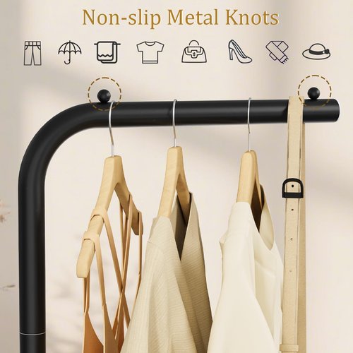YheenLf Metal Coat Rack Freestanding, Stable Clothing Rack with Rock Base, Coat Tree Suitable for Bedroom, Hallway, Office, 70.8 Inches High, Black