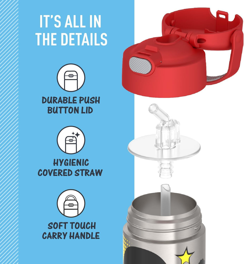 Thermos Funtainer 12 Ounce Kids Straw Bottle - Stainless Steel Vacuum Insulated | Ryan's World Design