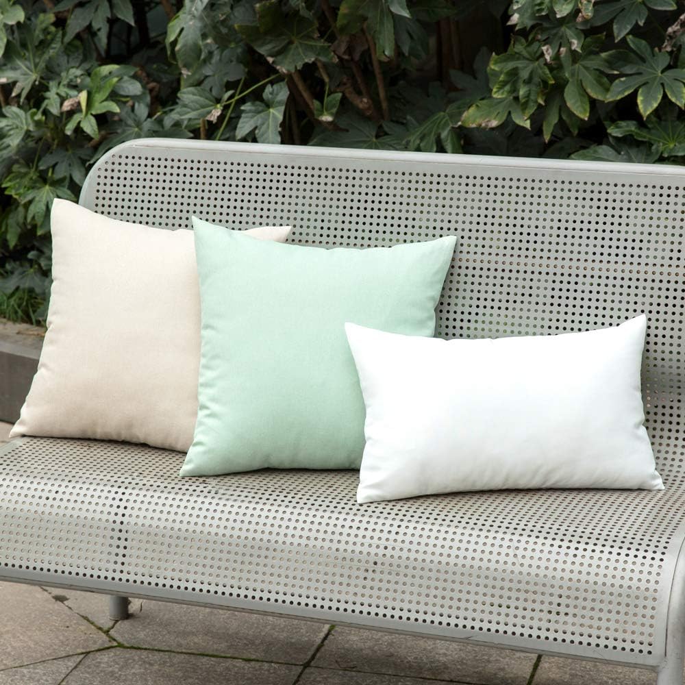 MIULEE Decorative Outdoor Throw Pillow Covers - Waterproof Faux Linen Cushion Cases | 20x20 Inch Beige (Pack of 2)