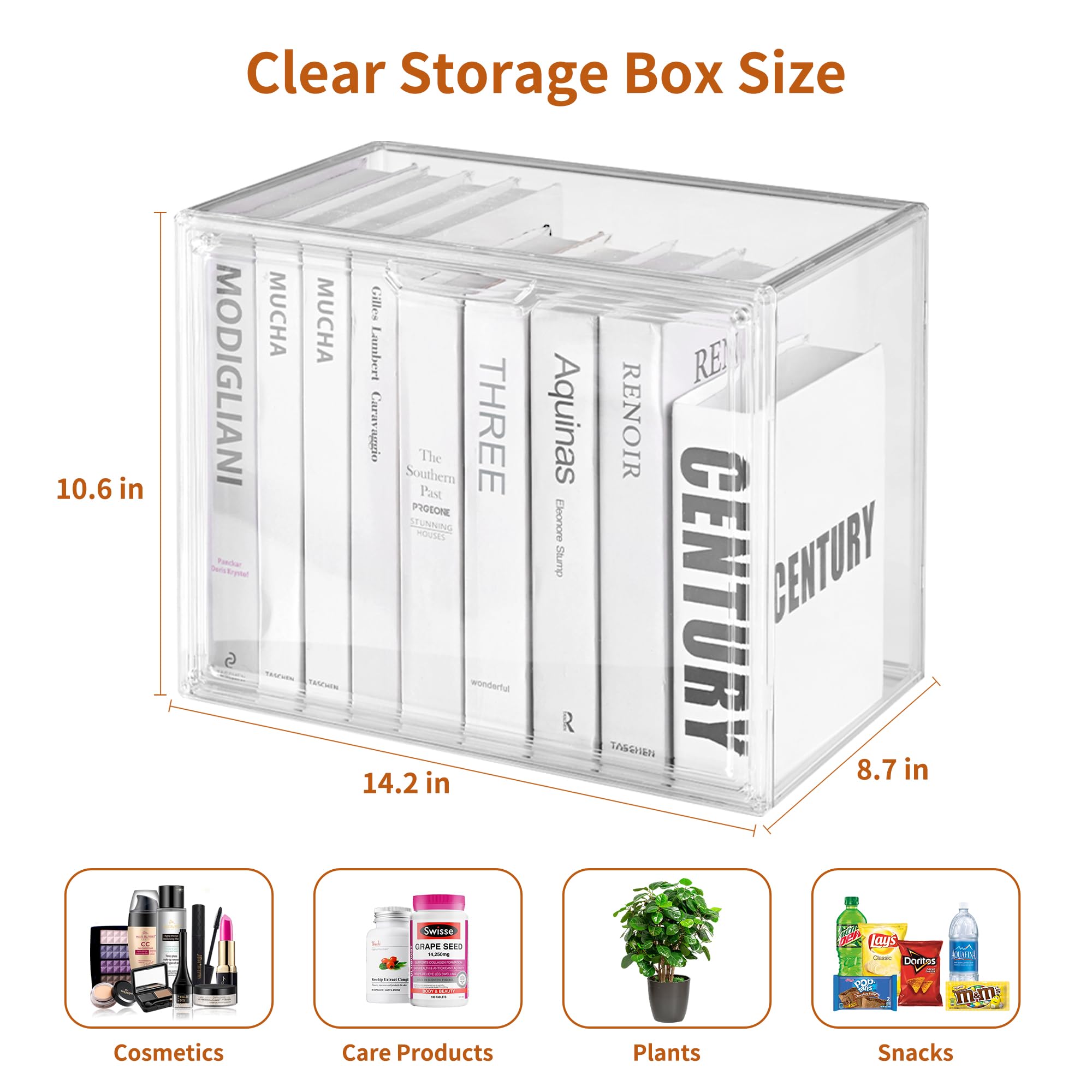 Seaniss Clear Acrylic Display Case with Magnetic Lid-Dustproof Plastic Book Storage box,Clear Box,Purse Storage Organizer,Action Figure Display Case,Acrylic Sneaker Shoe Box(1 Pack)