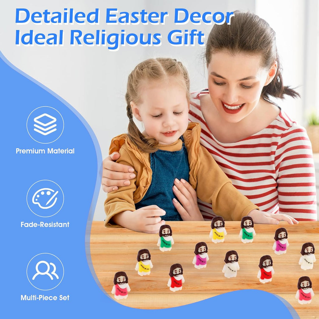 Skiennix 200PCS Mini Jesus Figurines - Colorful Tiny Religious Gifts for Easter Egg Stuffers