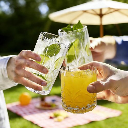 BELLAFORTE Shatterproof Tritan Plastic Drinking Glasses. 13oz & 18oz Water Glasses Set of 8 - Myrtle Beach Glasses Drinking - Unbreakable Tumblers for Parties - BPA Free, Dishwasher Safe (Clear)