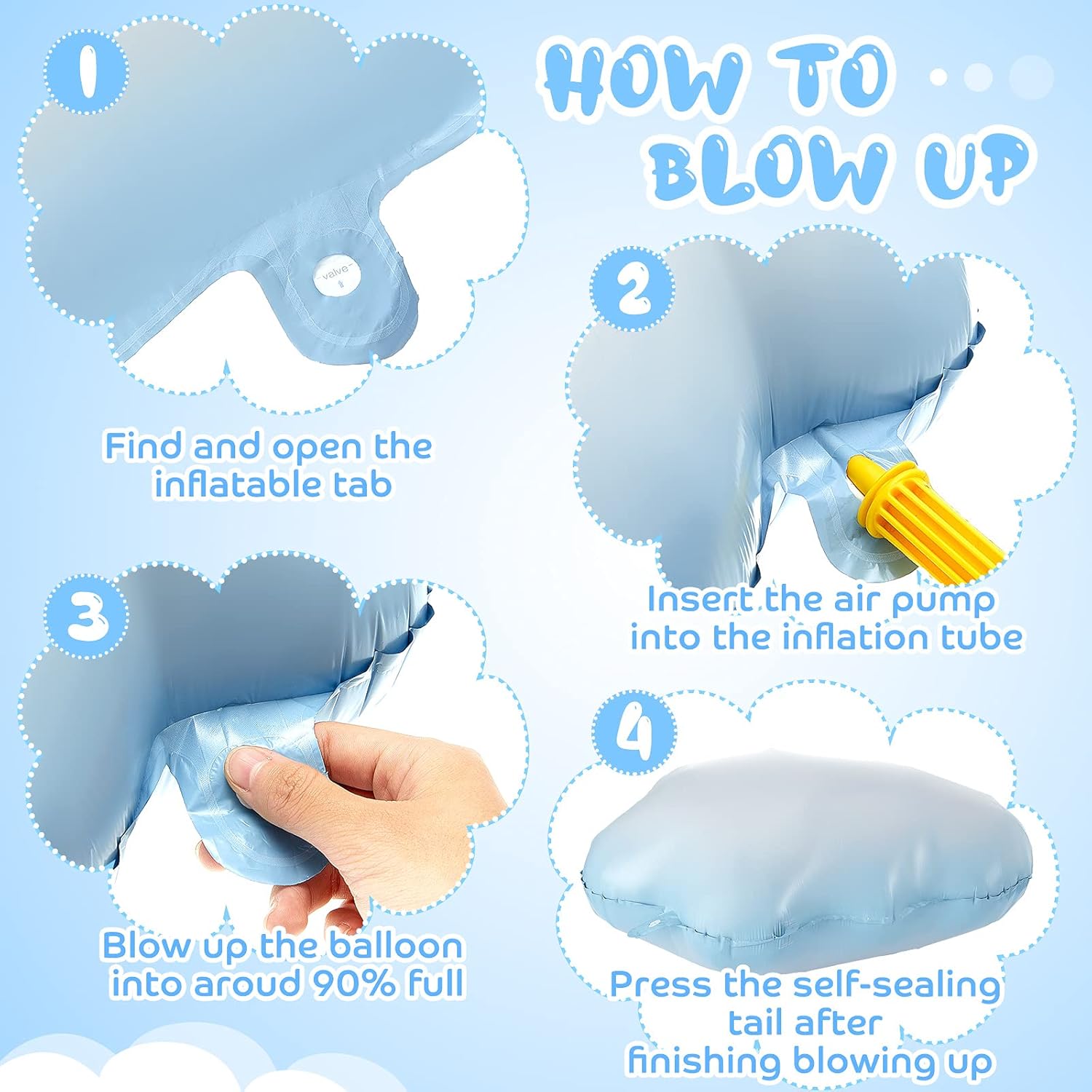 Sumind 28-Inch White Cloud Balloons - Cute Foil Decorations for Birthday, Baby Shower & Wedding Parties (Light Blue)
