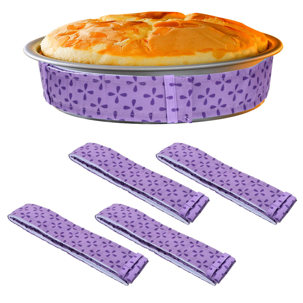 4 Pcs Cake Strips, Washable Reusable Cake Pan Wraps for Even Baking Convenient Cakes Bakings Supplies for Kitchen Bakery Restaurant to Evenly Moist Level(Purple)