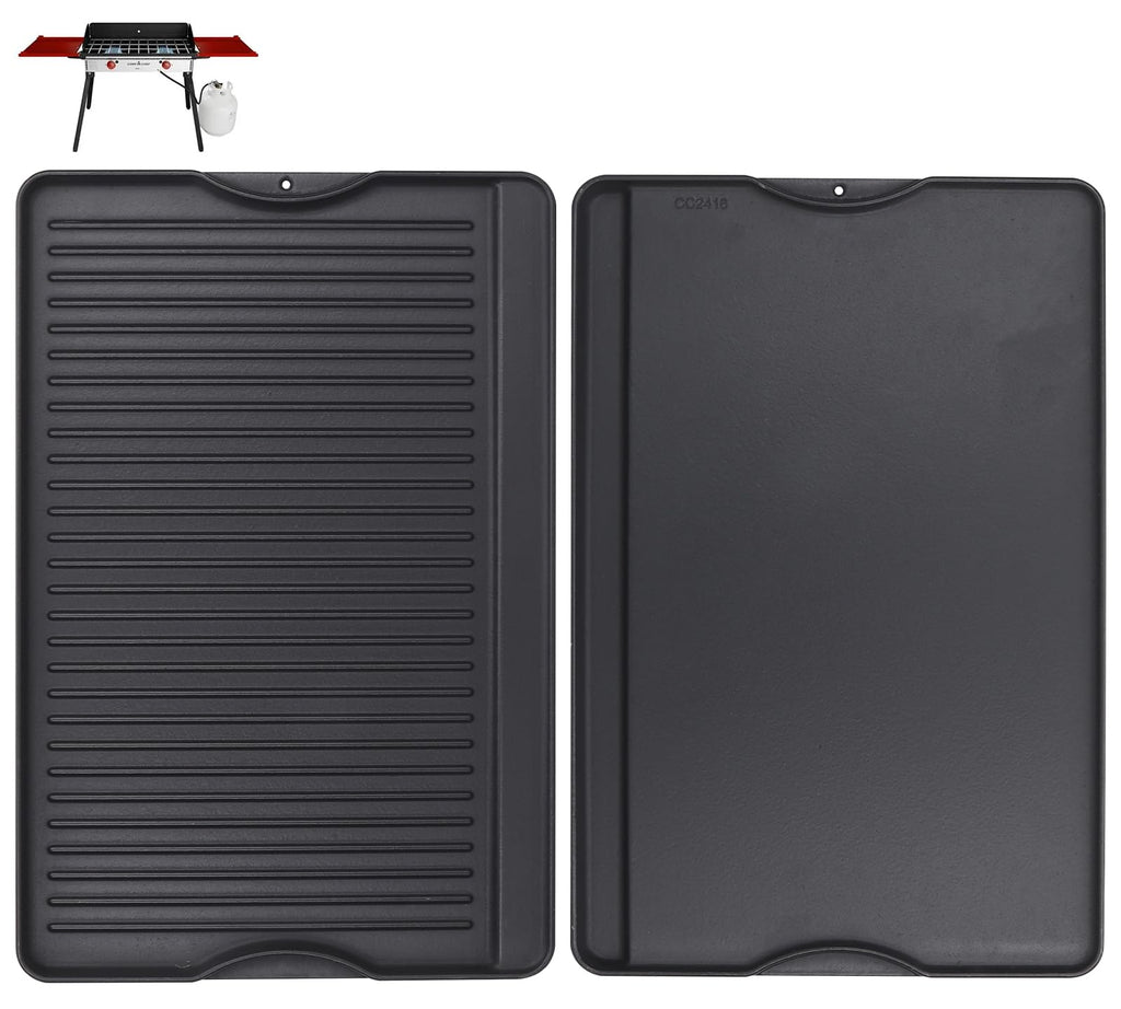 WEBROIL 24" X 16" Reversible Cast Iron Griddle for Camp Chef, Flat Top Plate for Gas/Stove/Charcoal/Propane Grill, Universal 4 Burner Stove Top Griddle for Outdoor Cooking & Camping Accessories