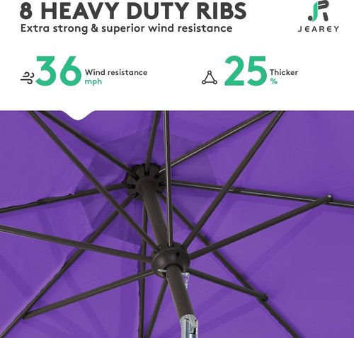 JEAREY 9FT Outdoor Patio Umbrella - UV Protection & Waterproof with Push Button Tilt | Dark Purple