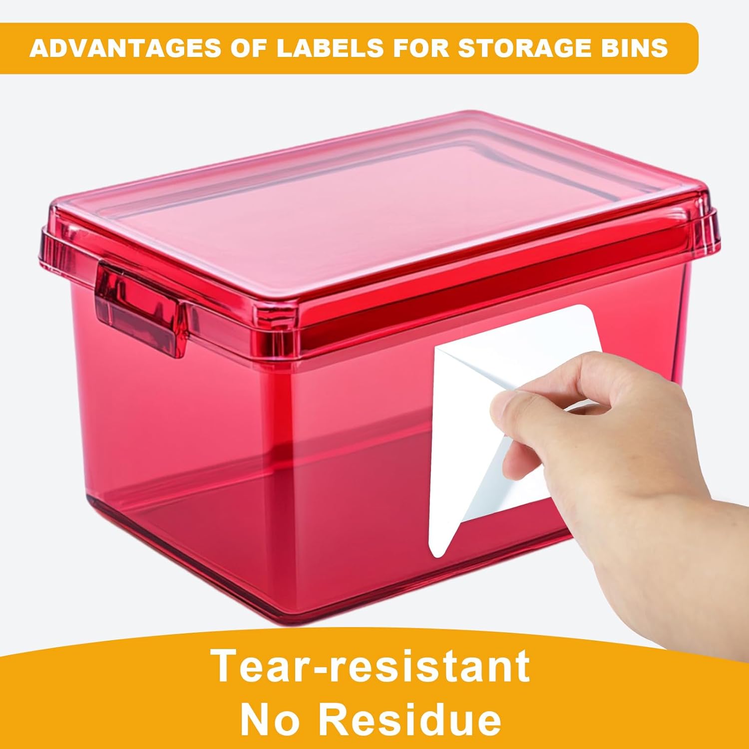 Skiennix 100 Pcs Storage Bin Labels - Large 6x4 Inch Adhesive Stickers with Removable Marker