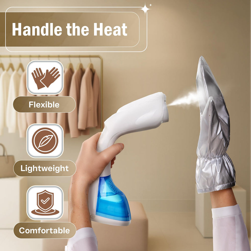 Speedypress Garment Steamer Gloves for Steaming Clothes – Grey Steam Mitt Protects Against Heat – Flexible Hand Mitten for Steam Iron – Ironing Accessories – Waterproof Steamer Mitt Glove (1 Pair)