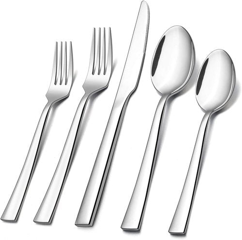 E-far 60-Piece Stainless Steel Silverware Set - Service for 12 | Elegant Flatware for Home & Parties