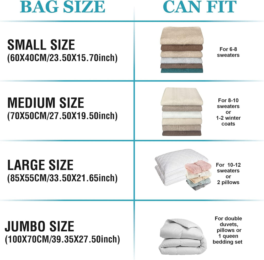 Roomimaster Vacuum Storage Bags - Jumbo Space Saver Bags for Clothing & Bedding | 10-Pack