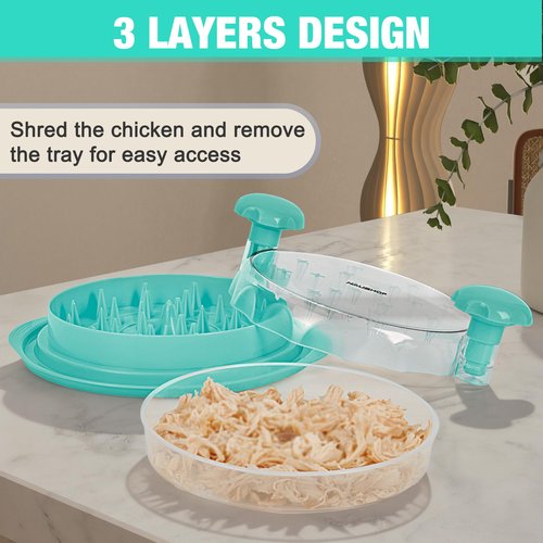 HAUSHOF Chicken Shredder Tool Twist, Large 3 Layer Meat Shredder Grinder, Visible, Strong Anti-Slip, BPA Free, Dishwasher Safe, for Steak, Pork