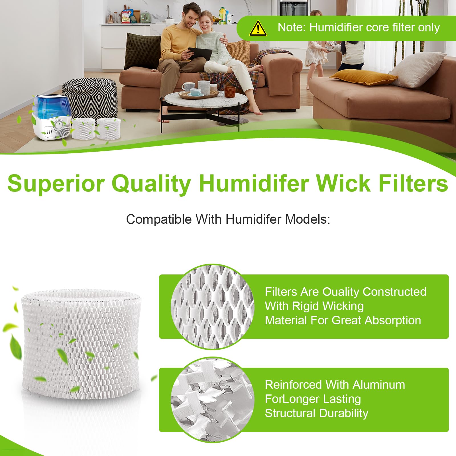 Giokyi Humidifier Filter for Pelonis PSU10E1BB, PSU10E1WW, PSU10E2FWW and PSU10E2FBB Compatible with Air Filter Factory Replacement for Pelonis Humidifier Wick Filter 2 Pack
