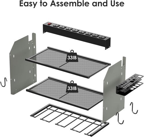 CCCEI Modular Power Tool Organizer - Wall Mount Charging Station & Heavy-Duty Storage Shelf | Grey, 1 Pack