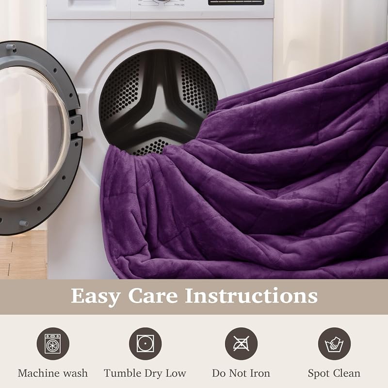 Sivio 20 lb Queen Weighted Blanket 60 x 80 in – Purple Sherpa Fleece