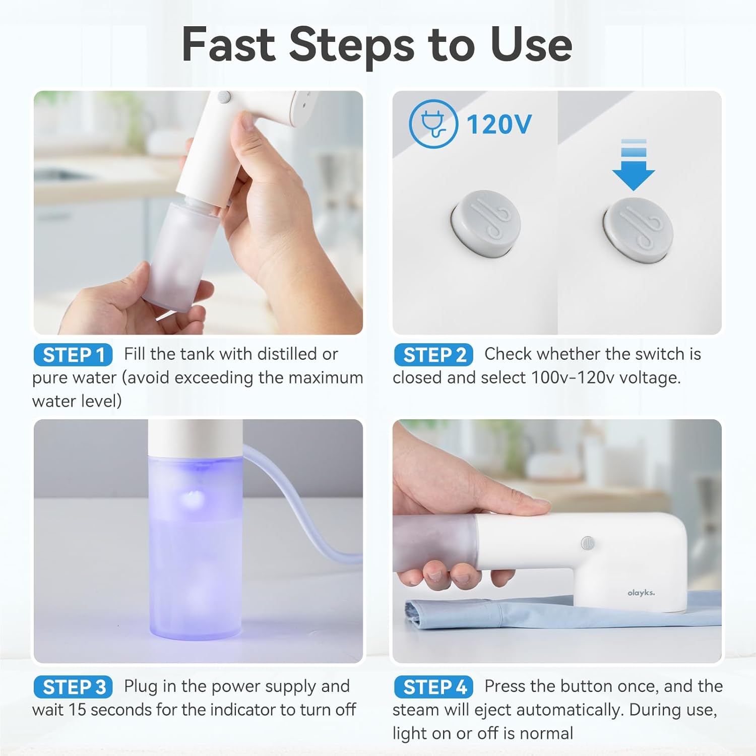 Skiennix Travel Steamer - Portable Handheld Garment Steamer | 15-Second Heat-Up, 2-in-1 Iron, 1.1 lbs, White