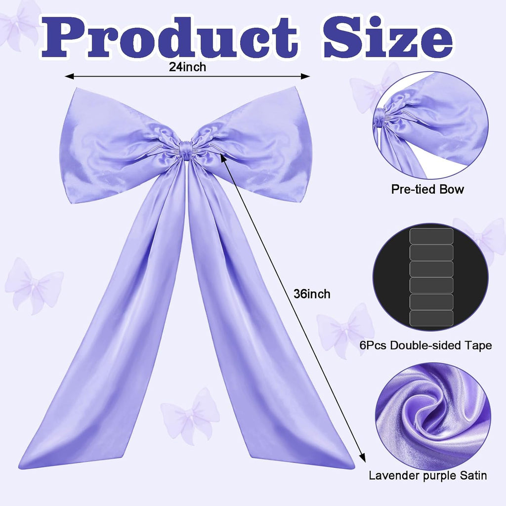 Wavwavw Bow Decor - Large Coquette Giant Ribbon Tie for Birthday Party Backdrop | Lavender Purple, 24 x 36 Inches