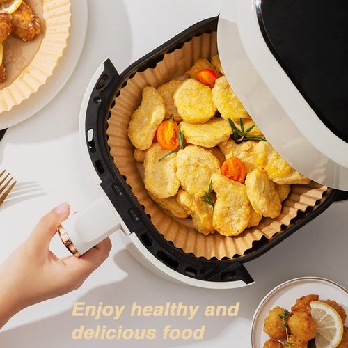 Ailun Air Fryer Paper Liners - 100PCS Non-Stick Parchment, Oil Resistant, 6.5 Inch for 2-5 QT Air Fryers