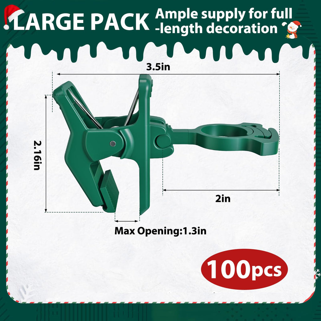 C7 C9 christmas light spring clips, 100Pcs Self-lock heavy duty quick Christmas Light Clips, Fit E12/E17 Base, Mini Lights Holiday Rope Lights, Perfect for gutter Shingle Metal Roof Fence Railing