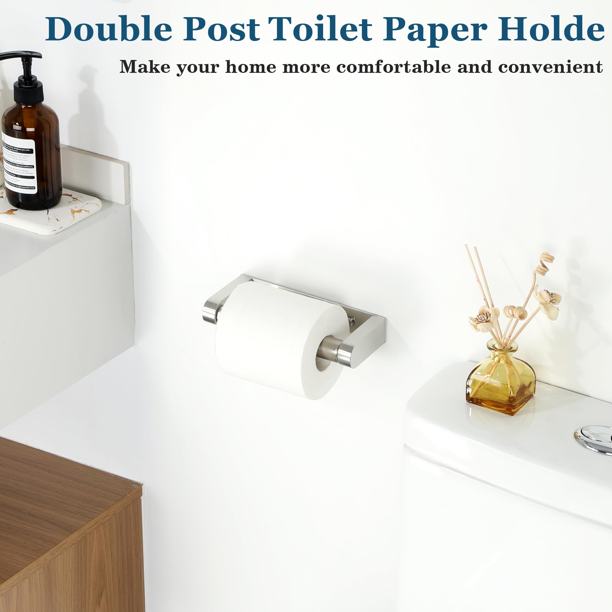 Alise Toilet Paper Holder,Spring Loaded Bathroom Toilet Paper Holder Wall Mount SUS304 Stainless Steel Tissue Holder Toilet Paper Roll Holder for Toilet,Washroom,RV,Brushed Nickel