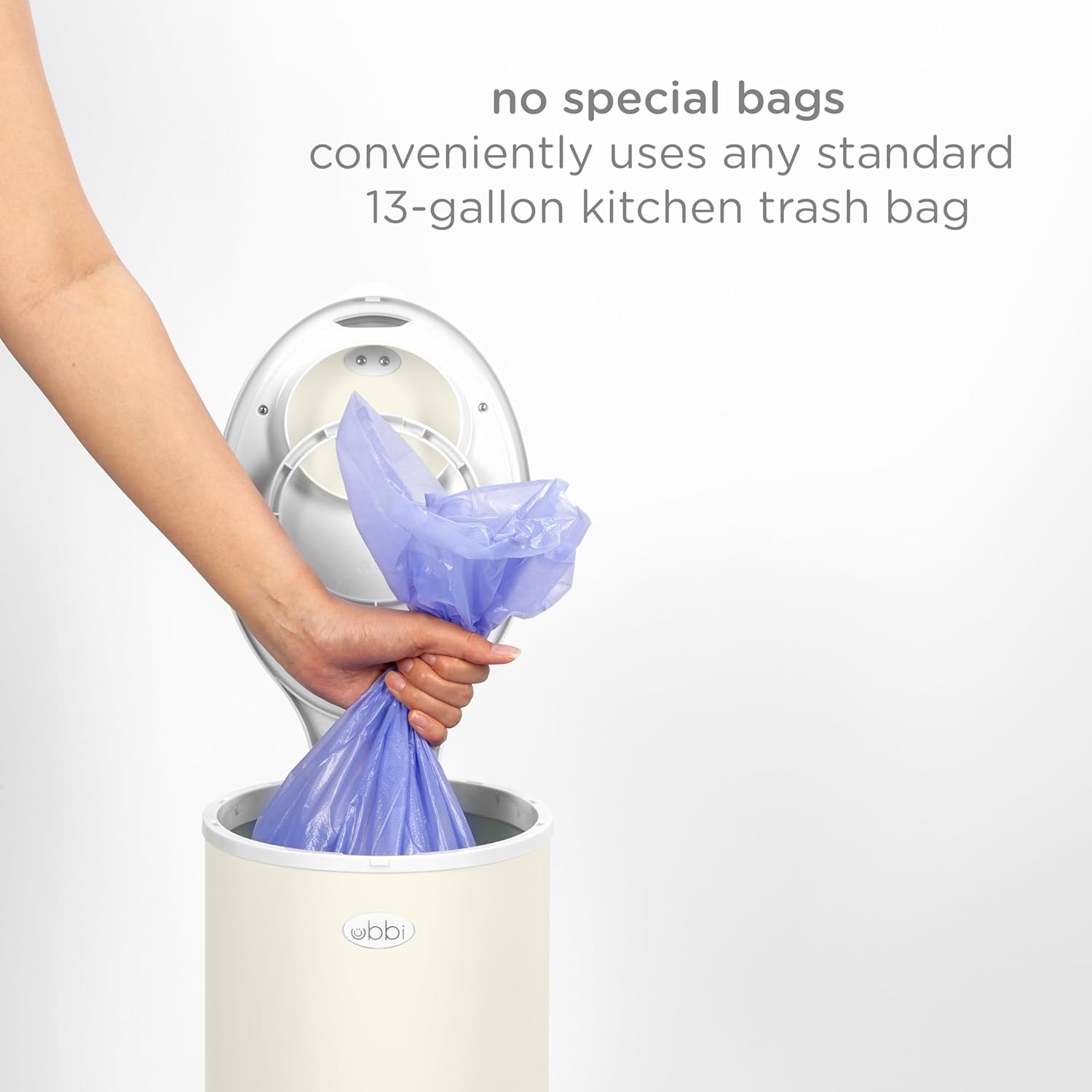 Ubbi Stainless Steel Diaper Pail - Odor Locking Design, No Special Bag Needed | Award-Winning Matte Ivory
