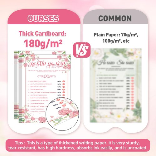 GAMSUNSTAR Bridal Shower Games-Heavy Cardstock,5 Fun Activities for 32 Guests, Includes Bingo,He Said She Said, Would She Rather,Whats in Your Purse,Advice and Wishes for The Mr and Mrs(Floral)