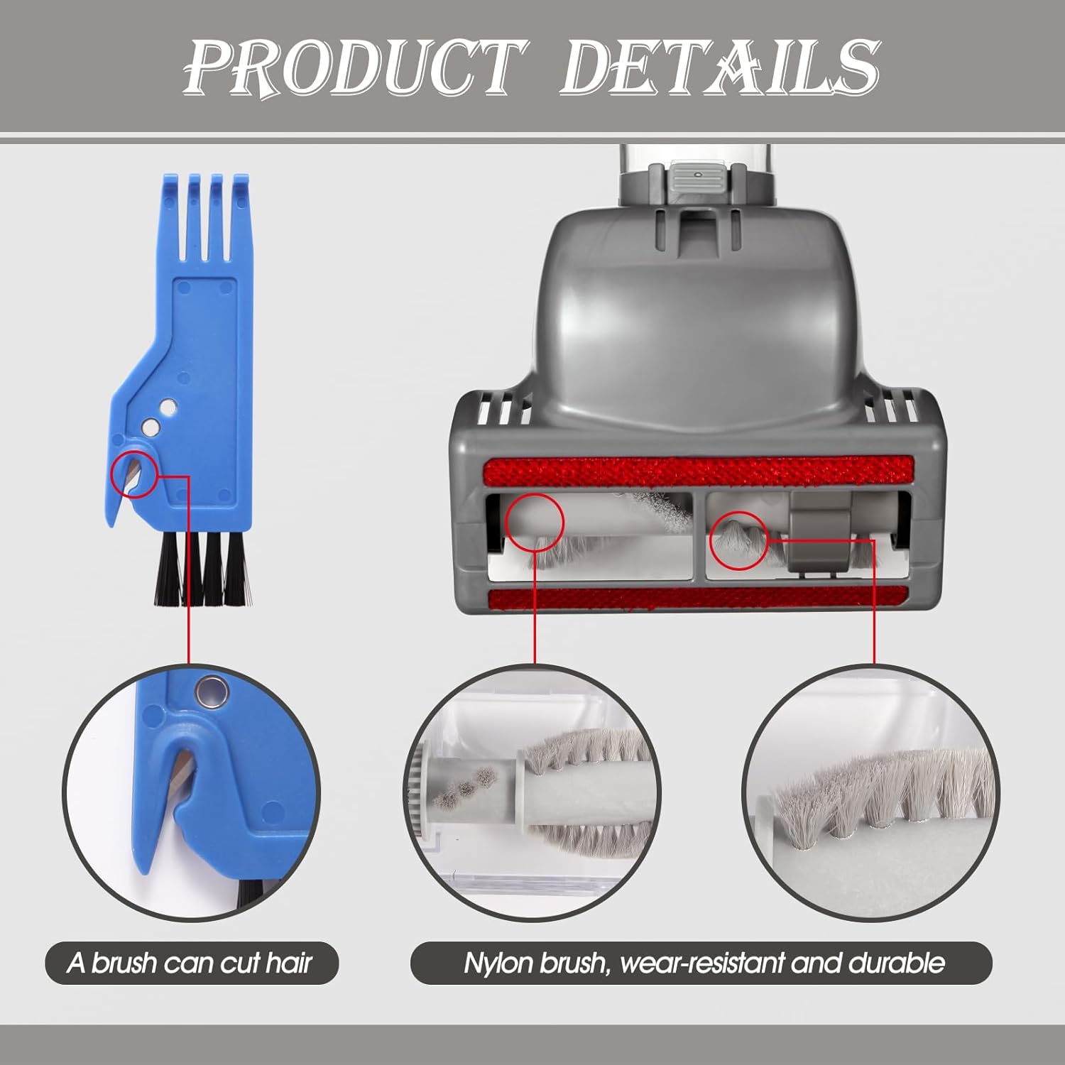Shark Pet Hair Power Brush Tool - Upgraded Vacuum Attachment for Navigator Lift-Away NV360/NV350/NV352/NV356E/NV370/NV22L | Gray