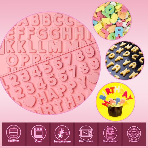 2 pcs Number Chocolate Molds and Letter Silicone Molds, with 2 Droppers, Cake letter Decorations silicone molds for baking,chocolate,gummy,candle,jello,cookies