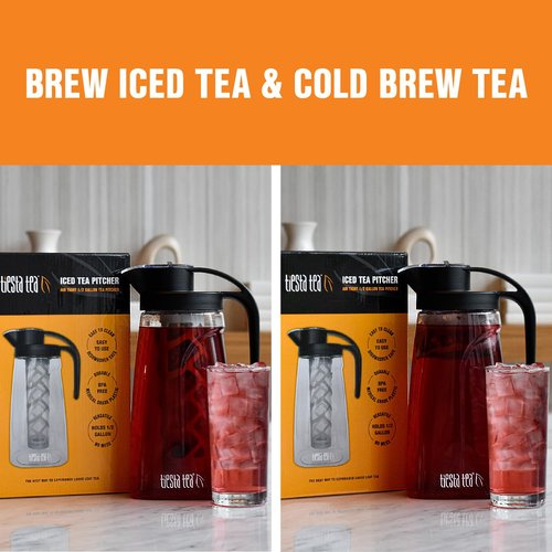 Tiesta Tea - Loose Leaf Iced Tea Pitcher, BPA-Free Tritan Plastic, Includes Multipurpose Nylon Mesh Infuser, Brew Hot & Cold, Leak-Proof Twist-On Lid, Dishwasher Safe, 1/2 Gallon Capacity