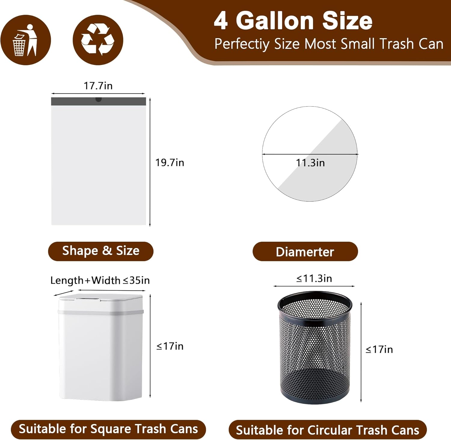 WOWSOLID 4 Gallon Small Trash Bags - 360 Count Drawstring Garbage Bags | 1.2 Mil Thick, Ideal for Mini Bins