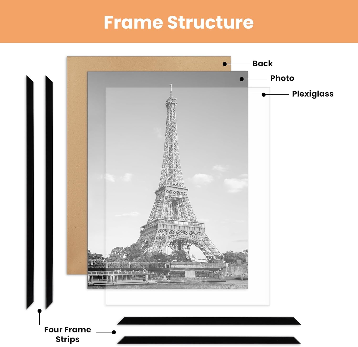 Upsimples 18x24 Picture Frame - Scratch-Proof Black Poster Frames for Photo Gallery | 3 Pack, Horizontal/Vertical Mounting