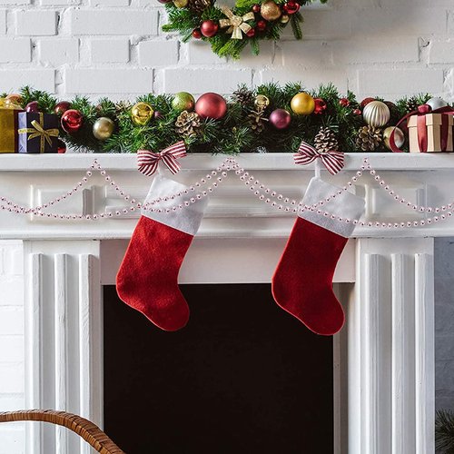32.8 Feet Christmas Bead Garland Xmas Artificial Pearls Beads Garland Christmas Tree Garland Chain Decorations for Xmas Tree Holiday Wedding DIY Decoration Supplies (Pink)