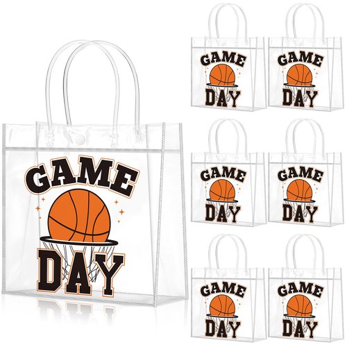 Wesnoy 20 Pcs Basketball Goodie Bags Basketball Party Favor with Handles Reusable Sport Themed Treat Bags for Candy Birthday Party Supplies 8 x 8 x 3.15''
