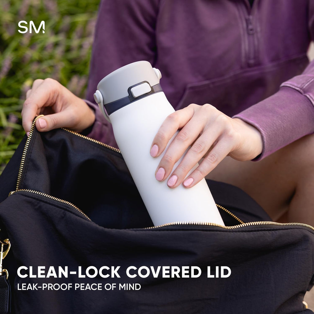 Simple Modern Mesa Sport Water Bottle with Covered Chug Lid | 24oz Cup Holder Friendly Insulated Stainless Steel Bottle for Gym, Sports and Travel | Costal Fog