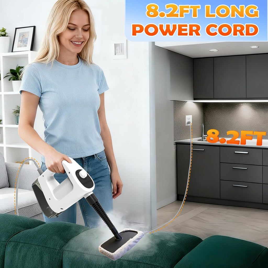 Skiennix Handheld Steam Cleaner - 3-Level Adjustable, 15s Heat-Up, 400ML Capacity, 14 Accessories Included