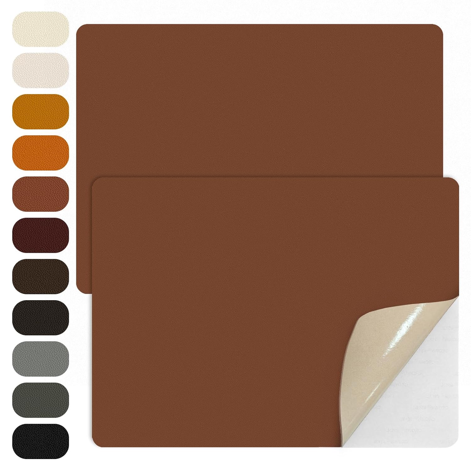 WILDREEDS Leather Repair Patches - Self-Adhesive 8x11 Inch for Sofas, Furniture & Car Seats (Brown)