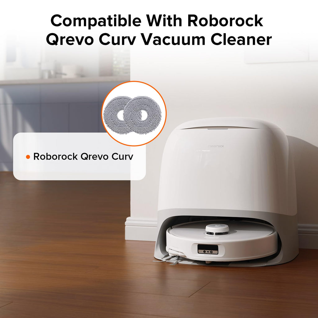 roborock 4 Pack Microfiber Mop Cloths Qrevo Curv, Qrevo Curv S5X, Qrevo Edge Robot Vacuum, Mop Pad Replacement Accessories