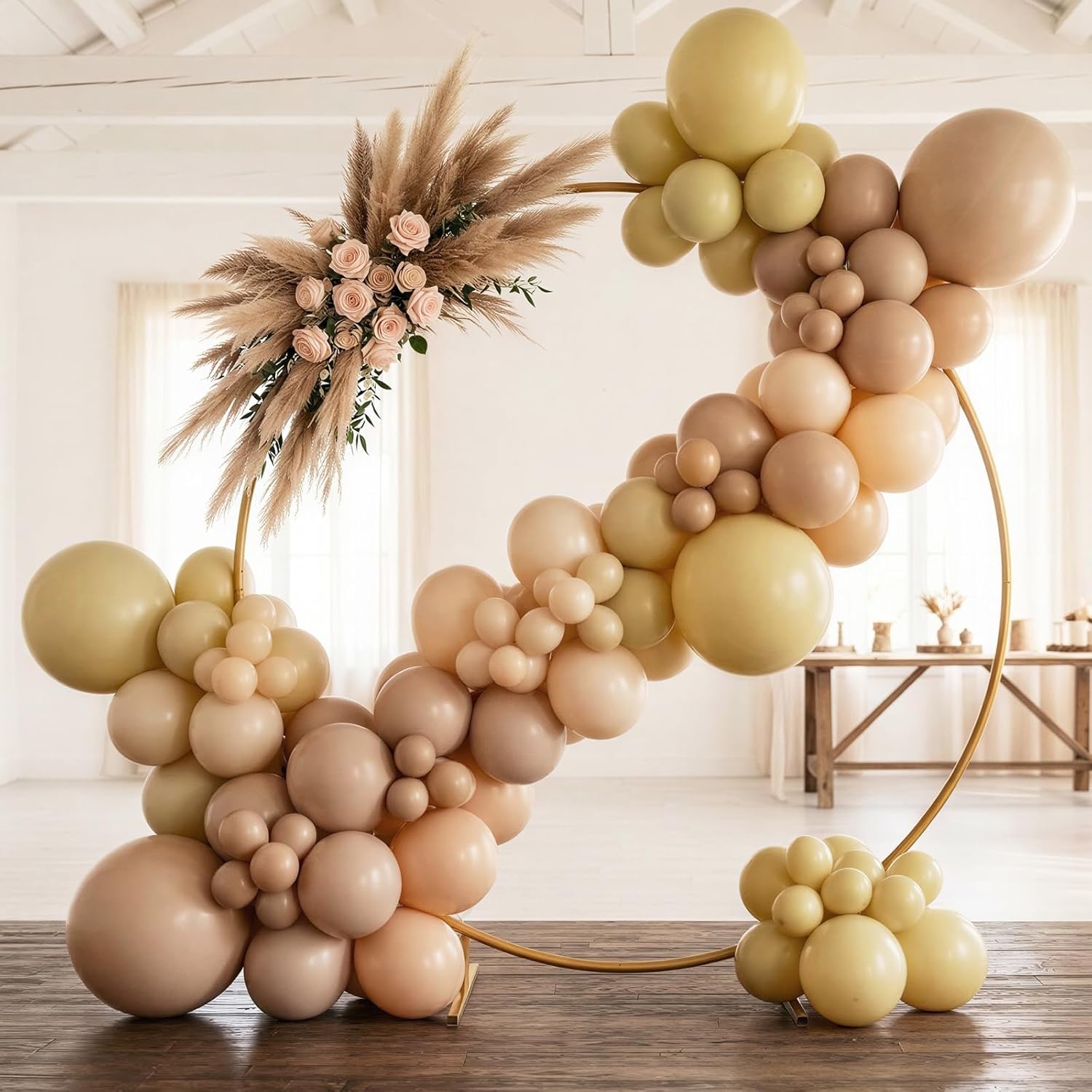 RUBFAC Light Brown Latex Balloon Kit - 129pcs in Various Sizes for Birthday, Baby Shower & Wedding Decor