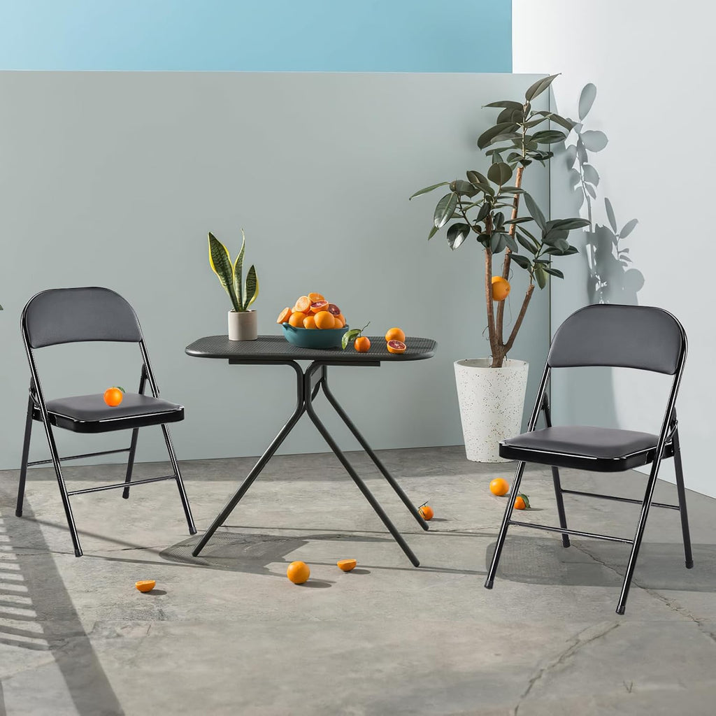 Sweetcrispy Folding Chairs - 12 Pack Leather Padded, Sturdy Metal, Easy Storage | Indoor & Outdoor Use
