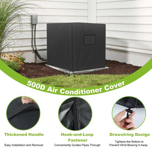 Mordx Central Air Conditioner Cover for Outside Units, AC Covers for Outside,Waterproof & Windproof Outdoor AC Units Cover, Black (36''x36''x40'')