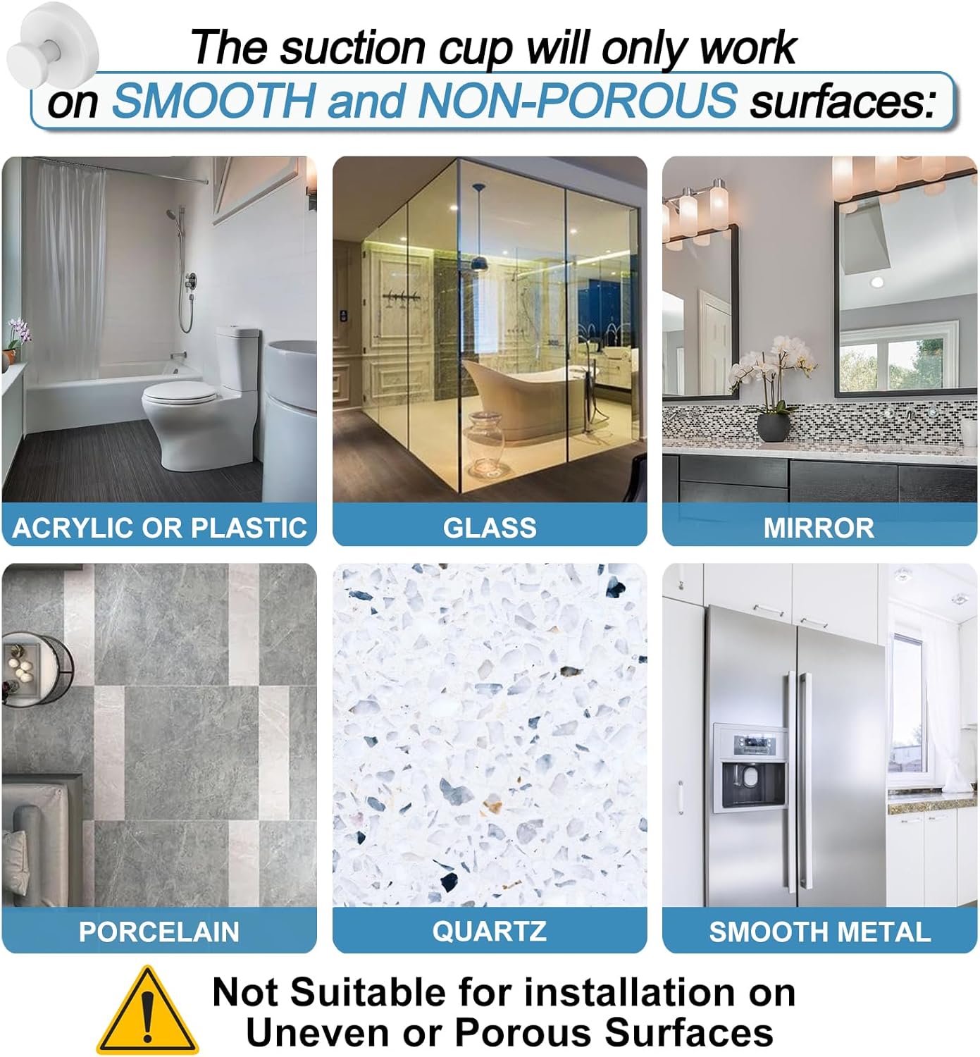 Skiennix Suction Cup Hooks - No Drill Shower Hooks for Glass Windows & Mirrors | White (4 Pack)