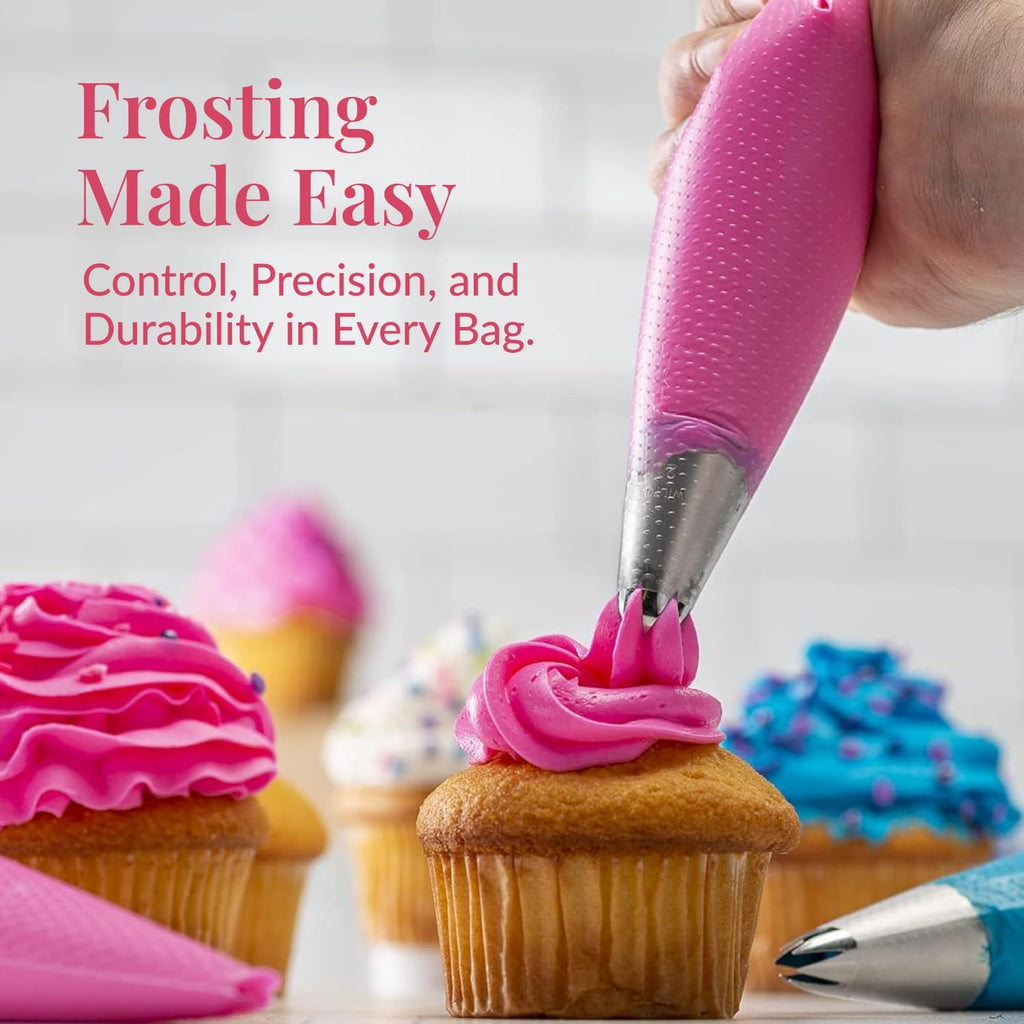 Prestee Anti-Burst Piping Bags - 12 Inch Tipless Icing Bags for Durable Pastry & Cookie Decorating - Set of 200