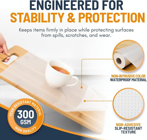 Linda’s Essentials Non-Adhesive Shelf Liner - Waterproof, Non-Slip Drawer Protector | 12 x 120 Inches