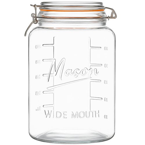 kitchentoolz 1 Gallon Glass Mason Storage Jars with Airtight Lids & Measurment Marks, Super Wide Mouth Canning Jars with Large Capacity for Pickles & Overnight Oats - 1 Pack