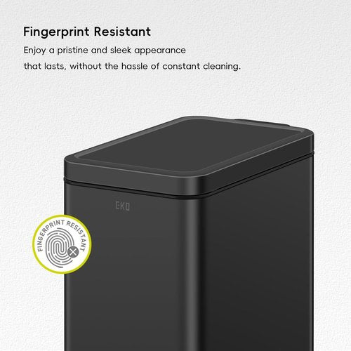 EKO Small Bathroom Trash Can - Soft Close Lid & Step Pedal | 10L Stainless Steel, Anti-Fingerprint Matte Black