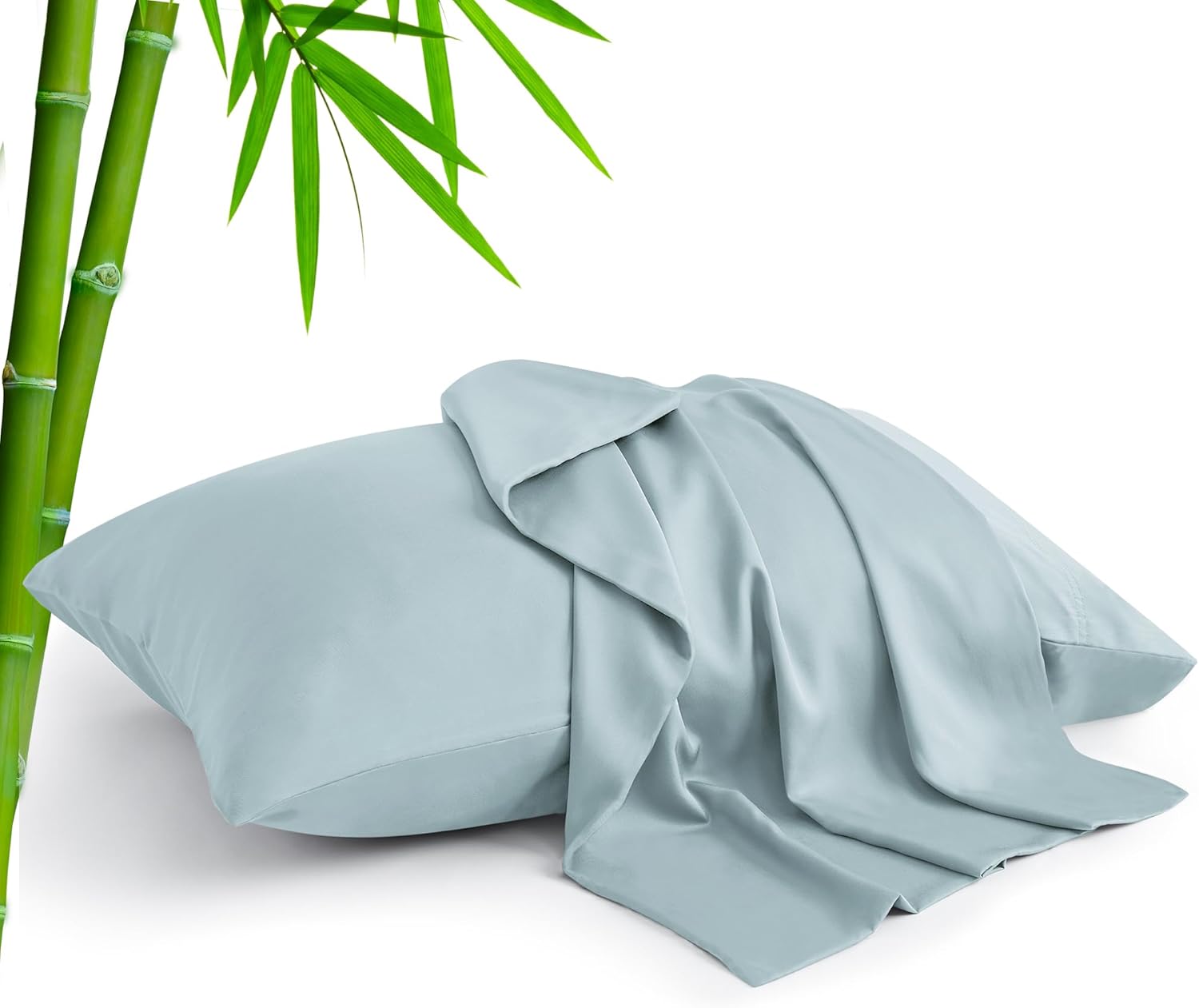 BEDELITE Cooling Pillow Cases - Silky Soft Bamboo Rayon Set of 2 | Standard Size 20"x26" - Haze Blue