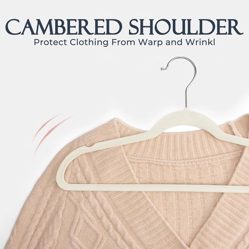 HOUSE DAY Ivory Velvet Hangers - 40 Pack Non-Slip Heavy Duty Felt Hangers | Slim Space-Saving Design with 360° Rotating Hook
