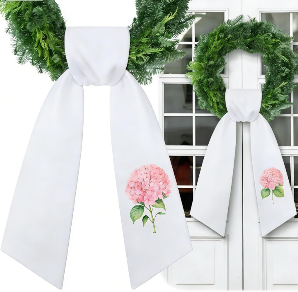 VitalCozy Pink Hydrangea Wreath - Elegant Satin Sash for Front Door Decor | Perfect for Indoor/Outdoor Use